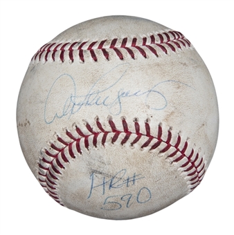 2010 Alex Rodriguez Game Used & Signed OML Selig Baseball Used For Career Home Run #590/Grand Slam #20 (MLB Authenticated & Beckett)